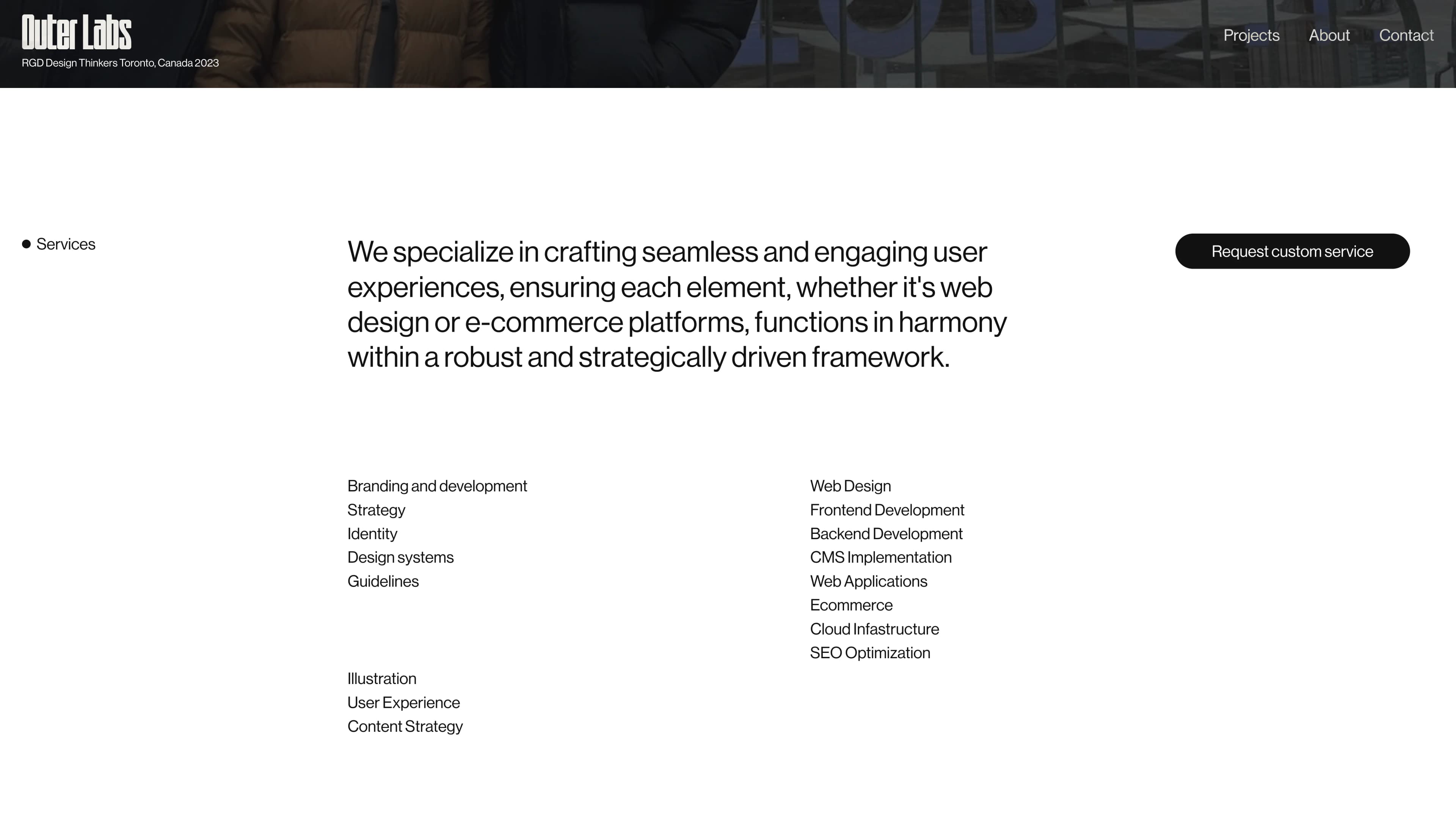 Outer Labs Studio services section